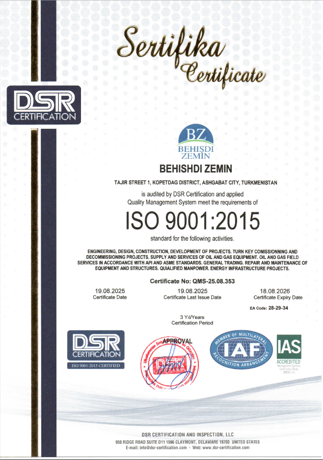 ISO 9001:2015 Certificate